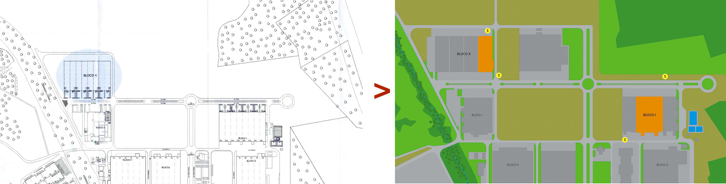 criação de mapa - antes e depois